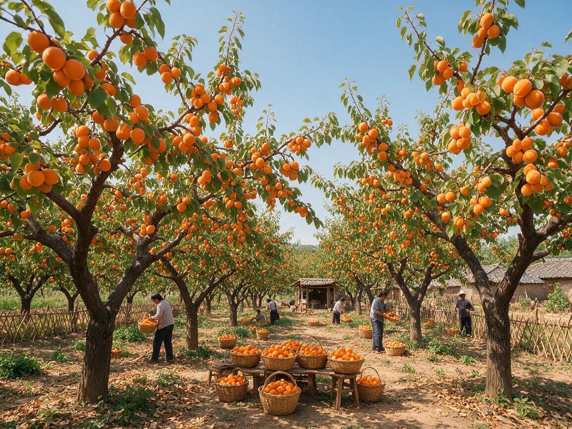 apricot orchard harvesting in China