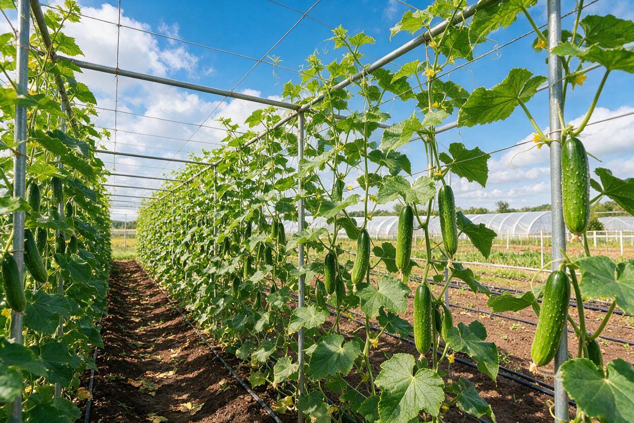 cucumber field harvest in China