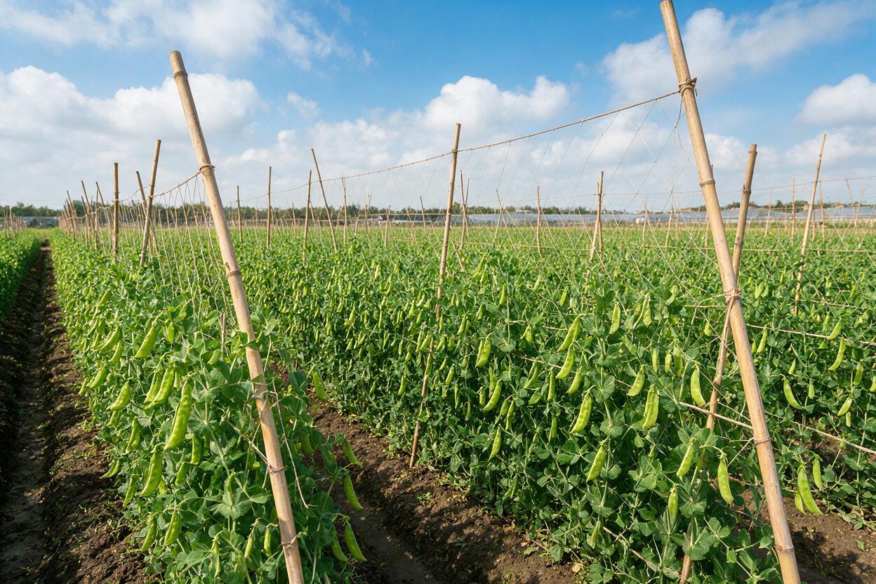 snow pea field in China