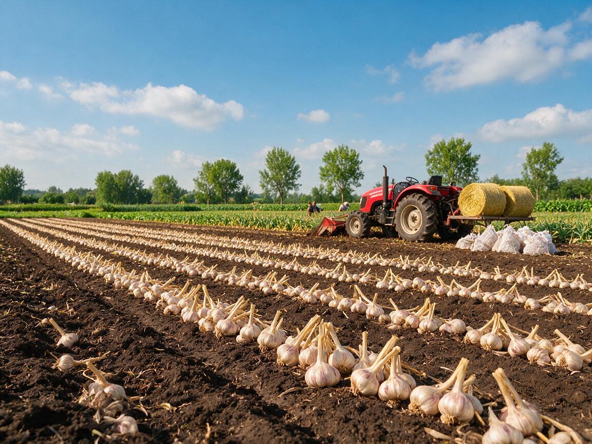Garlic grading at packing house