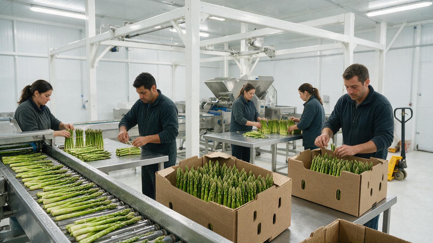 Asparagus grading and cold chain packing