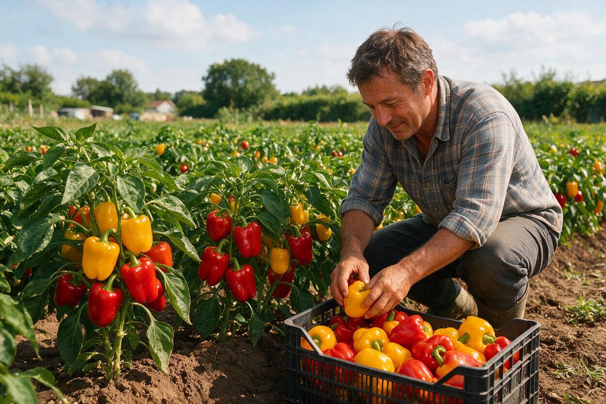 Bell peppers packed for cold-chain export