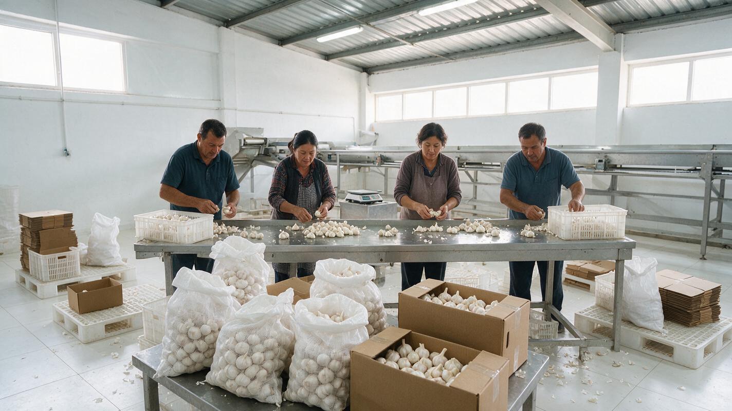 Garlic farm to export packing