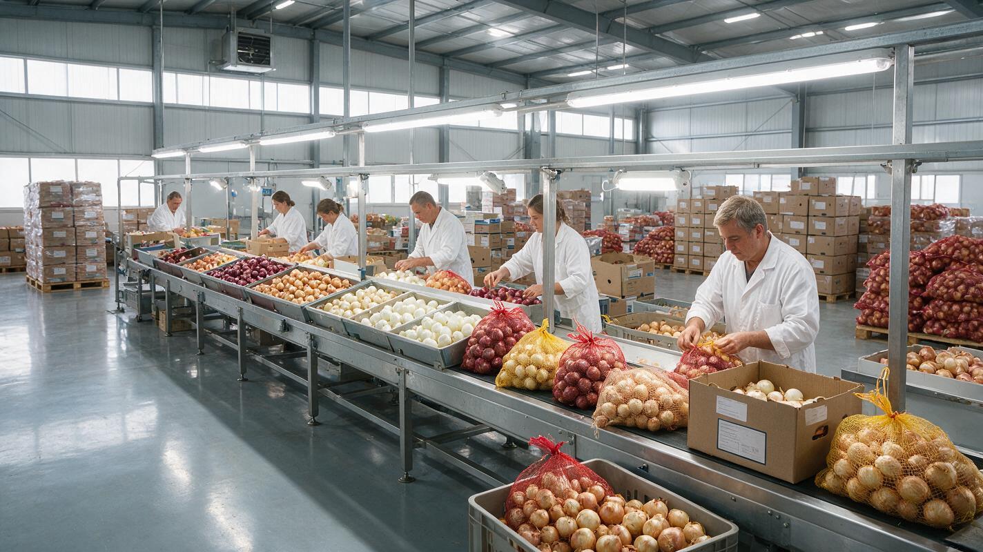 onion varieties export packing