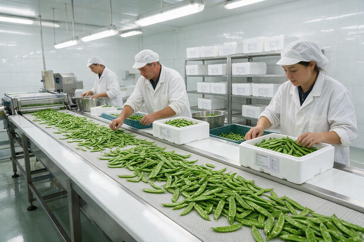 snow peas grading export packing