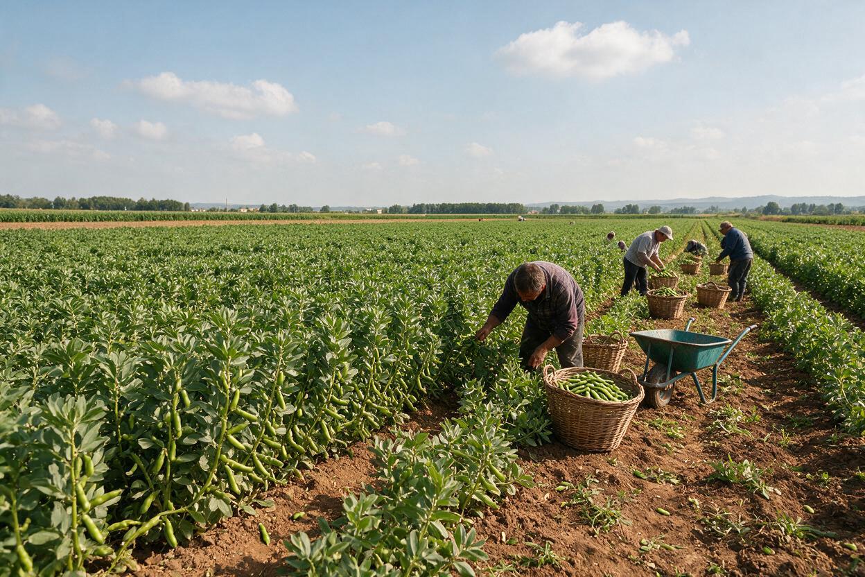 fava beans harvest farm in China