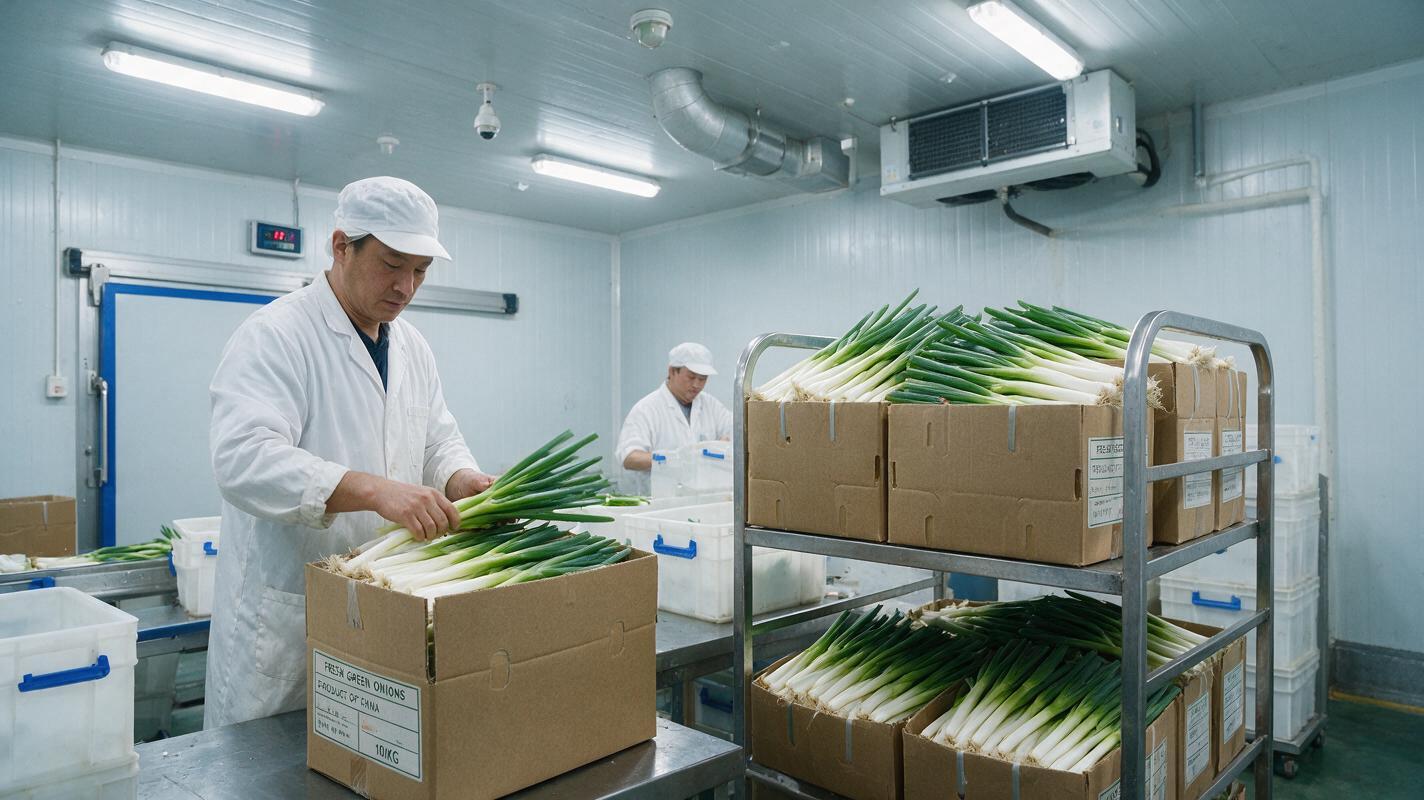 green onions cold chain export packing