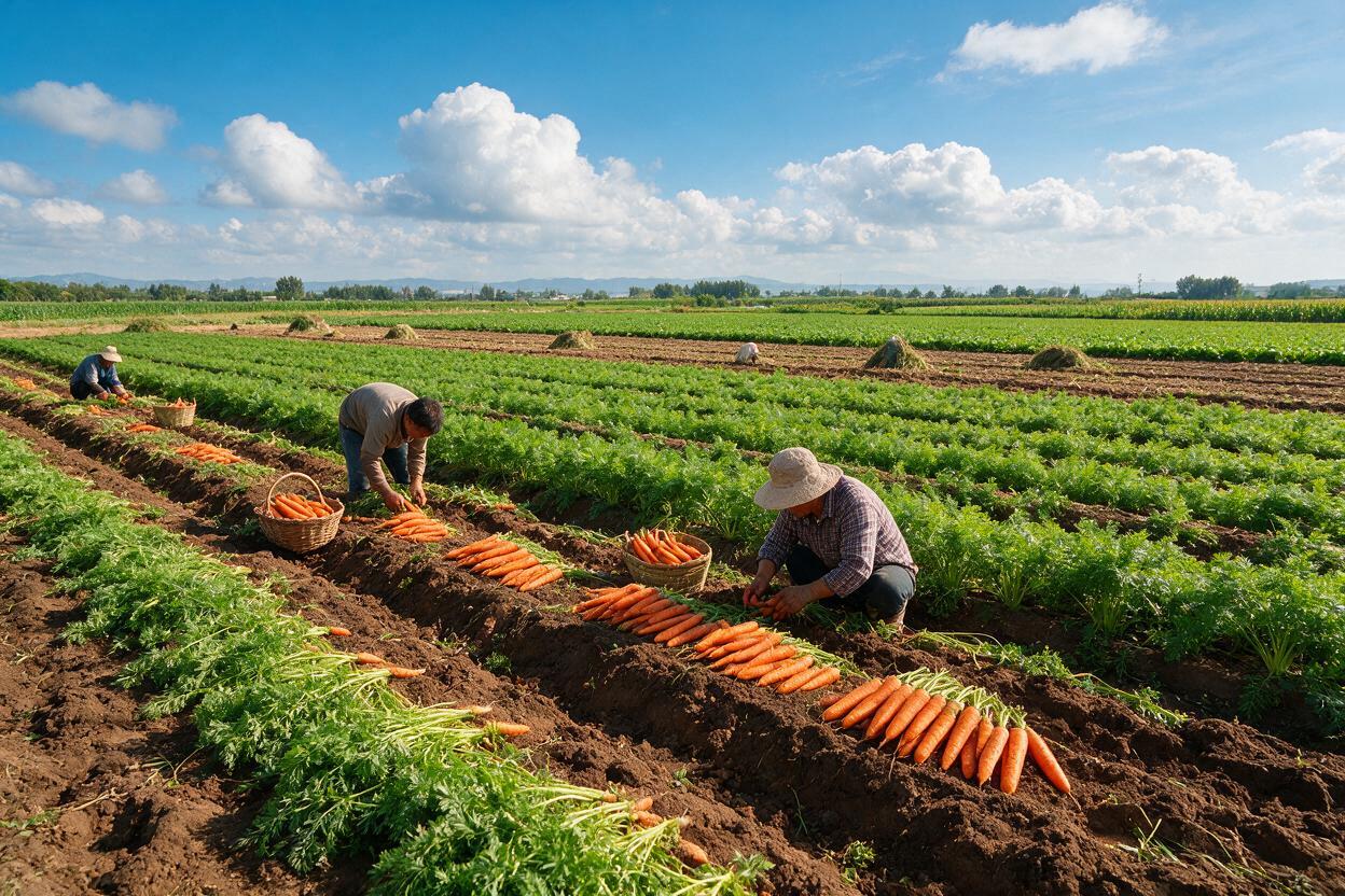 carrot grading farm in China