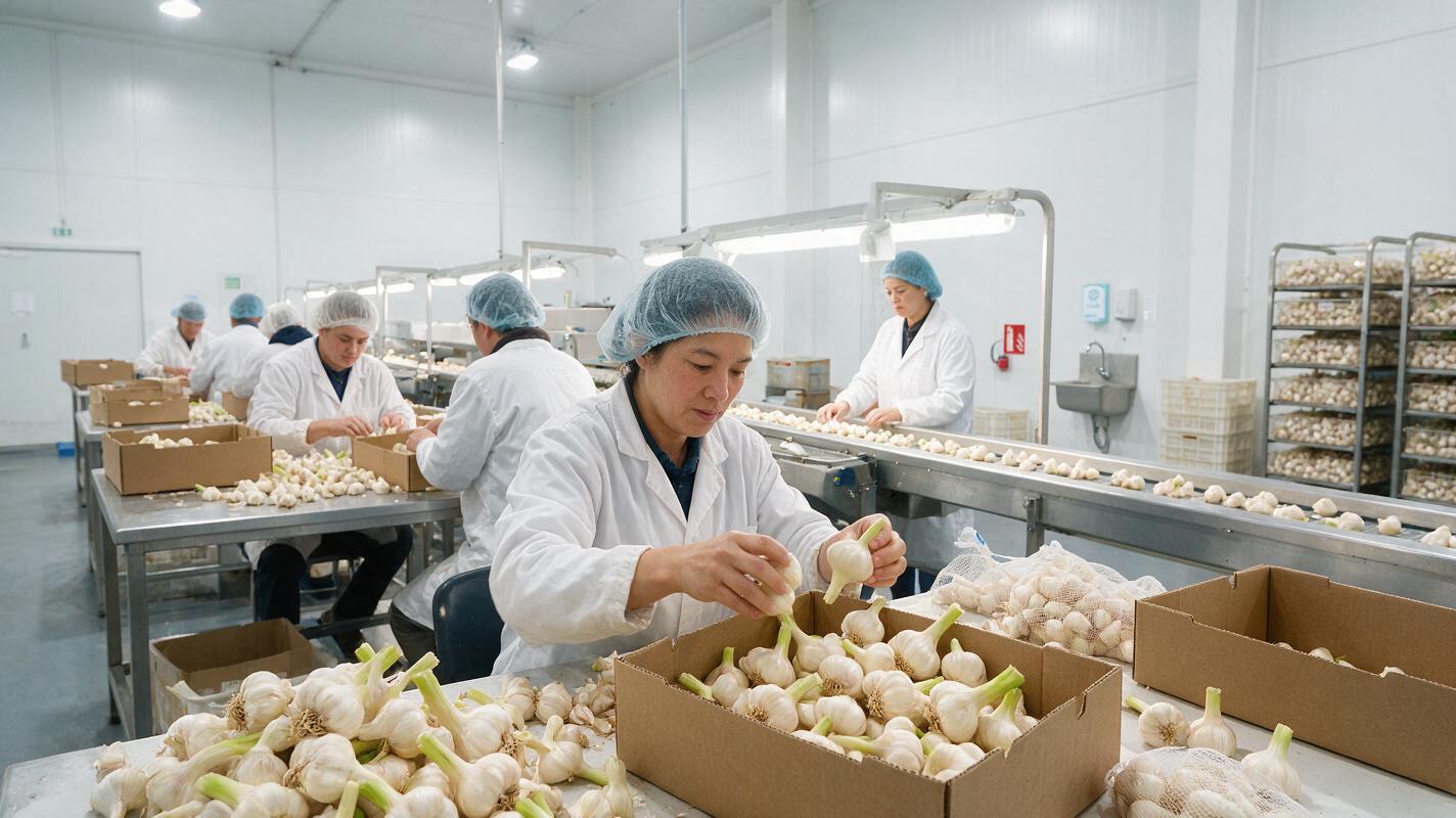 organic garlic export packing