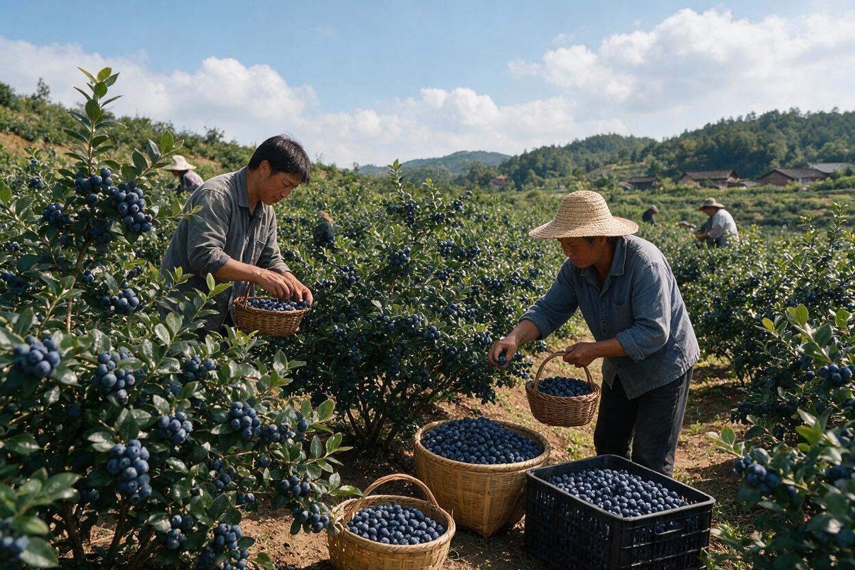 blueberry field harvest