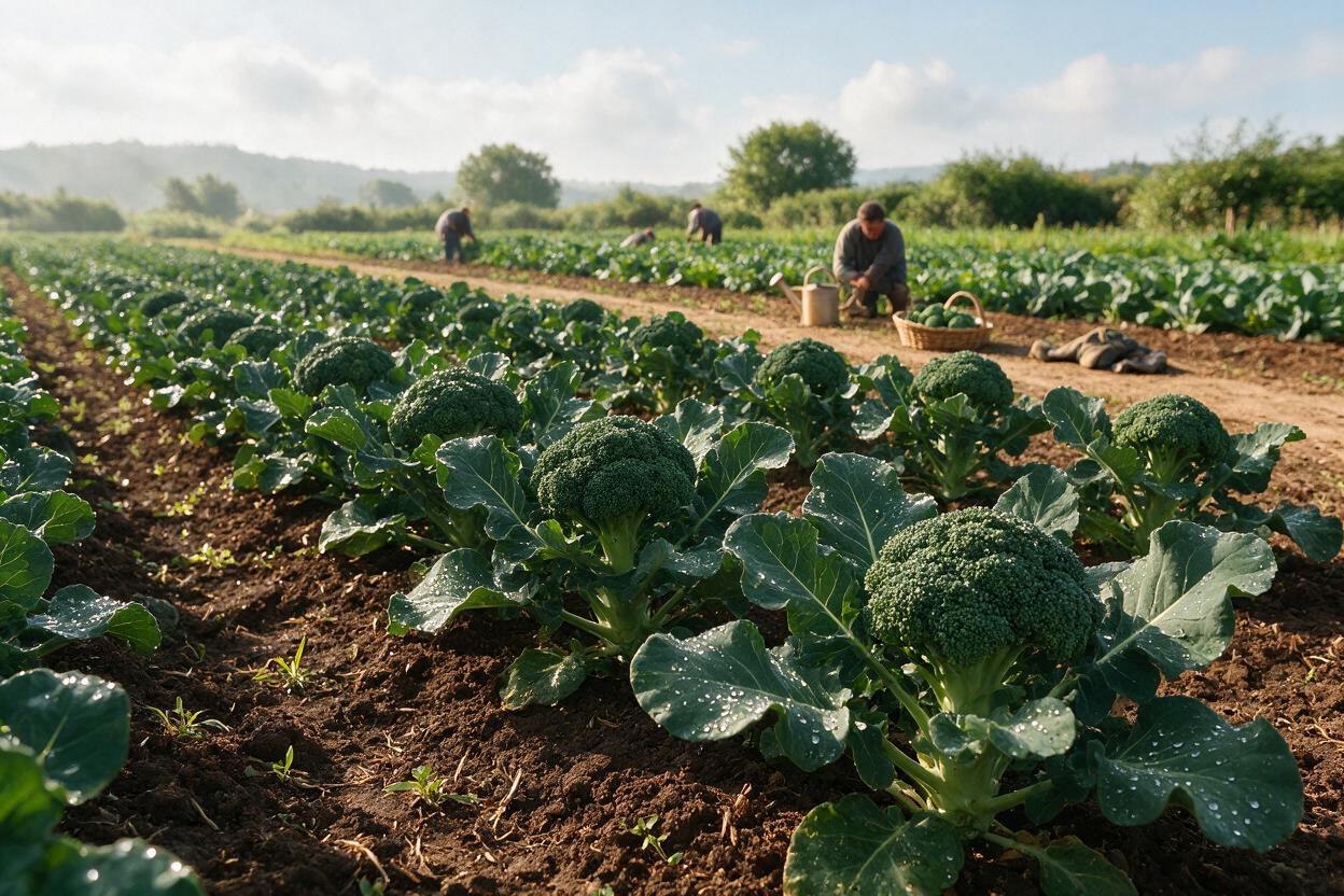 organic broccoli field