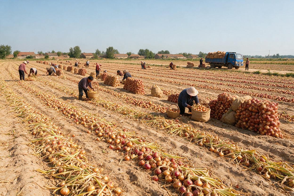 onion field harvest