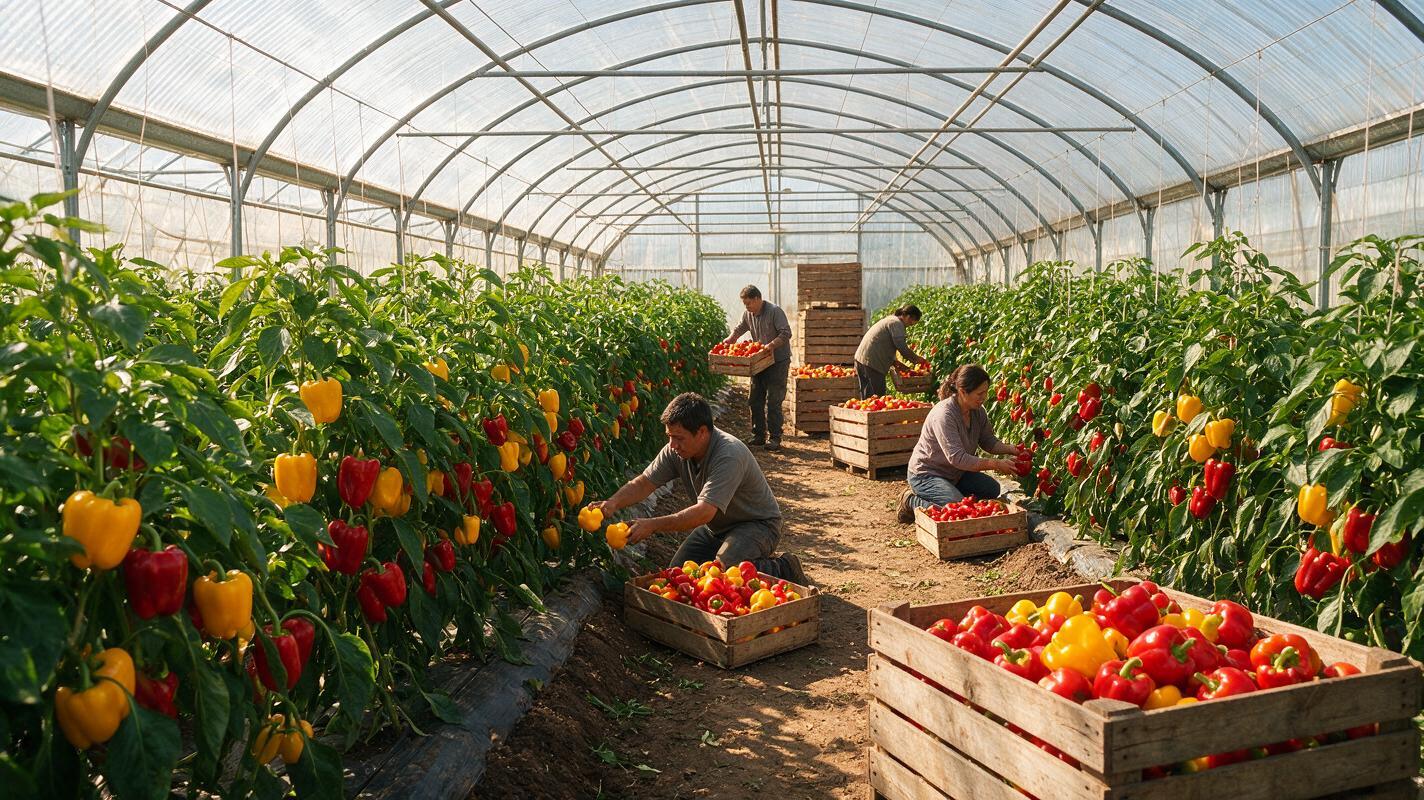bell pepper field harvest