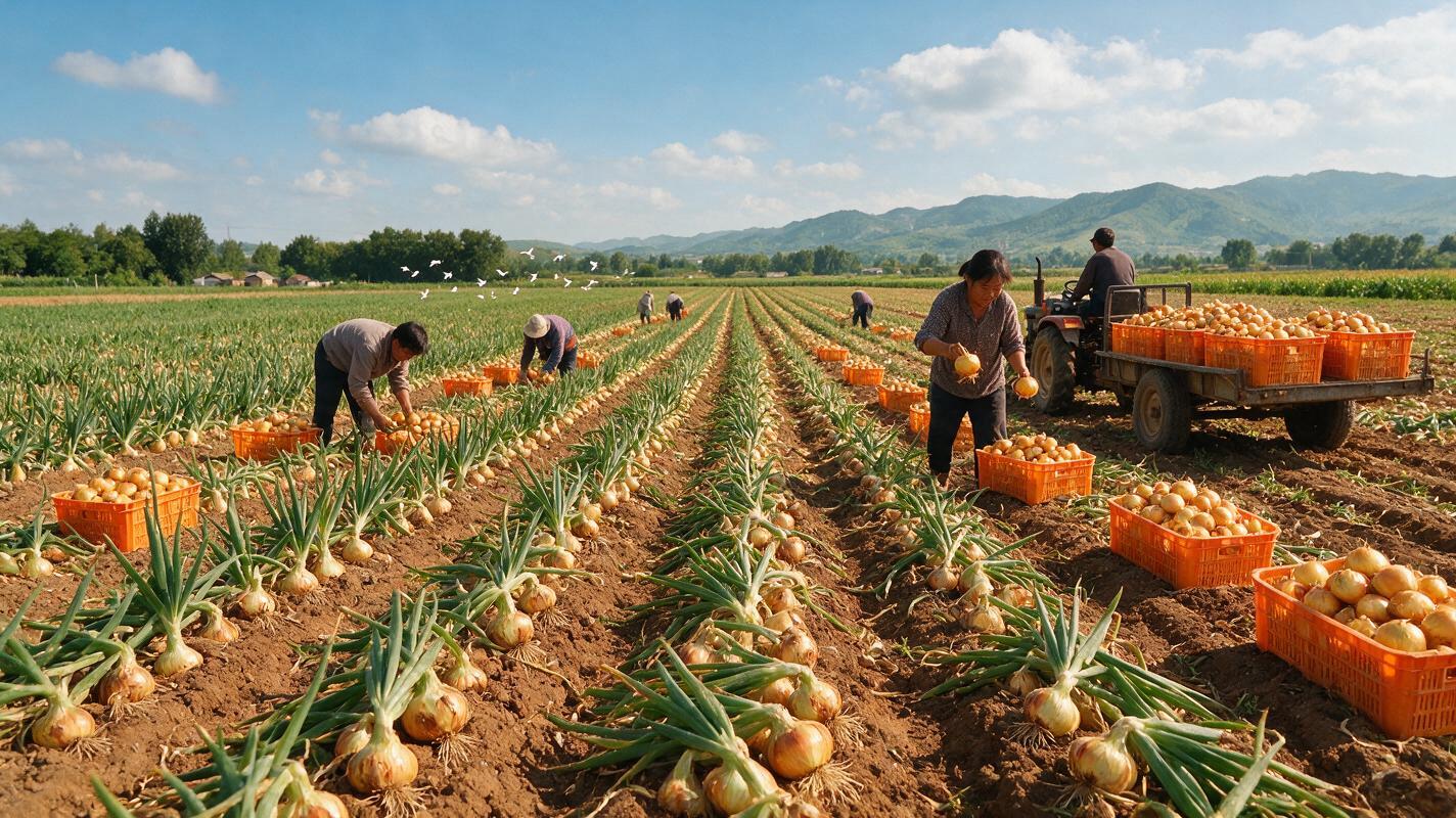 onion harvest field China
