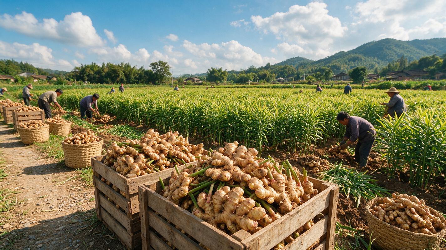 ginger field harvest China