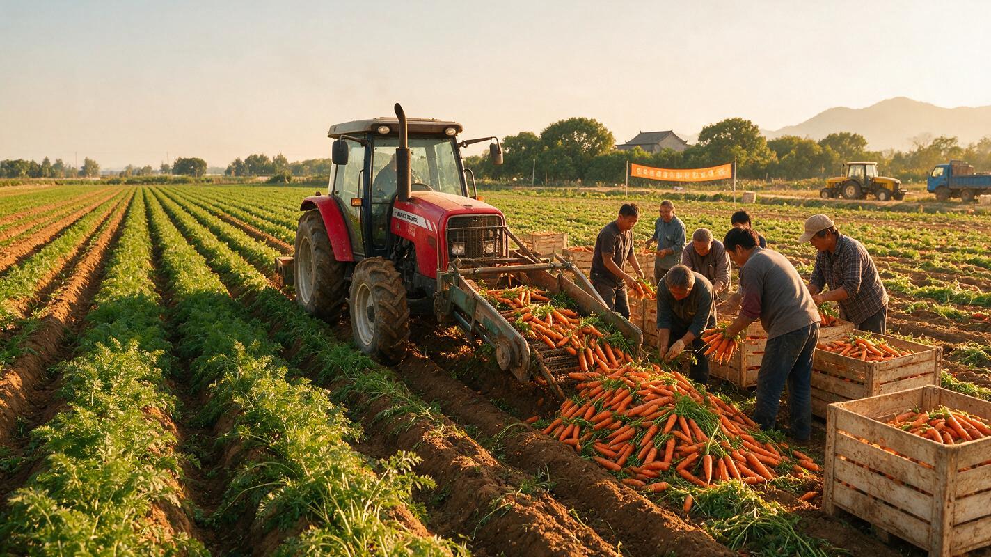 carrot harvest field China