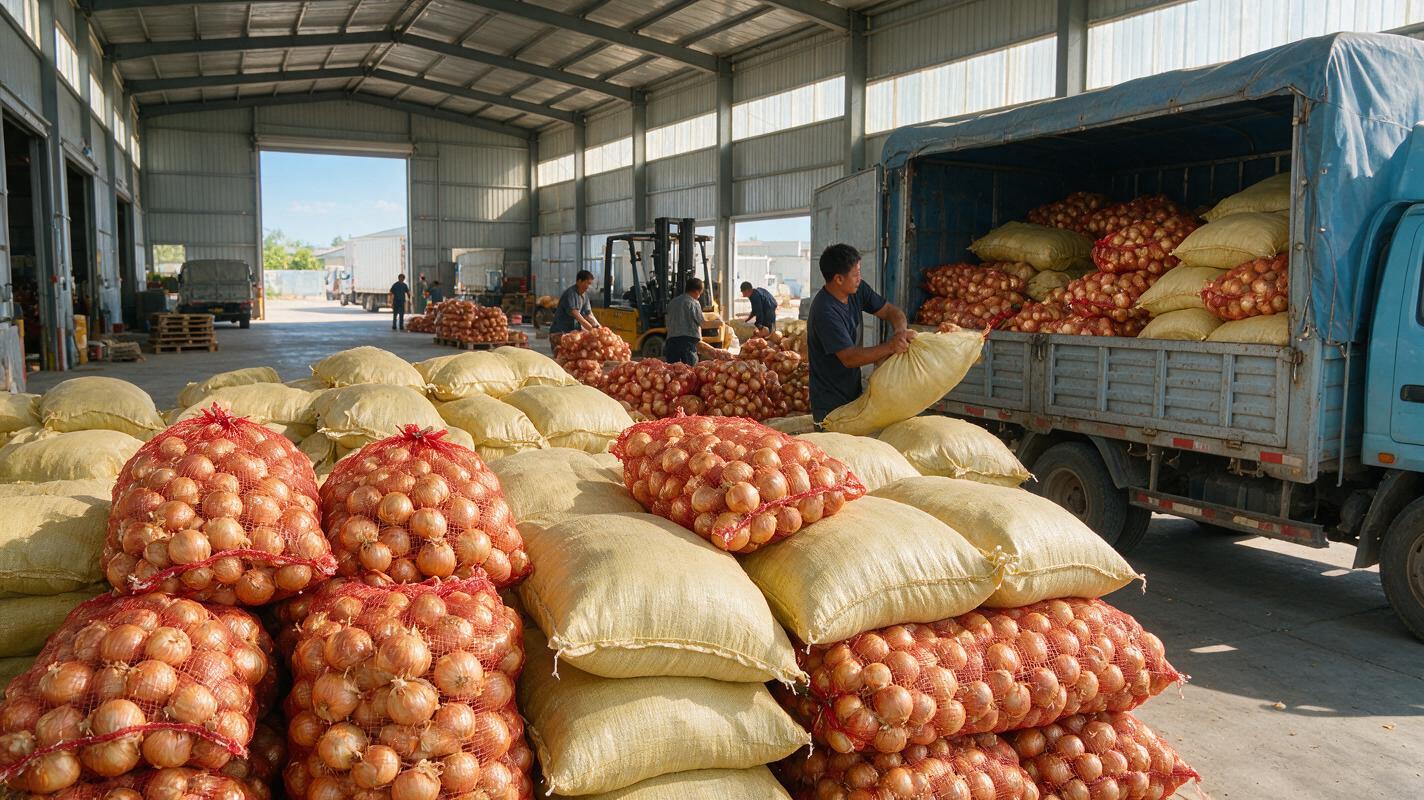 onion bags loading export China