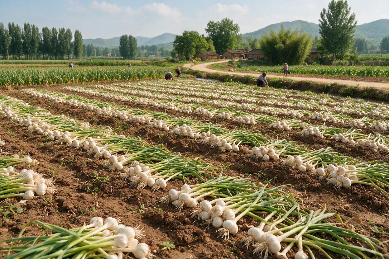 garlic field drying China