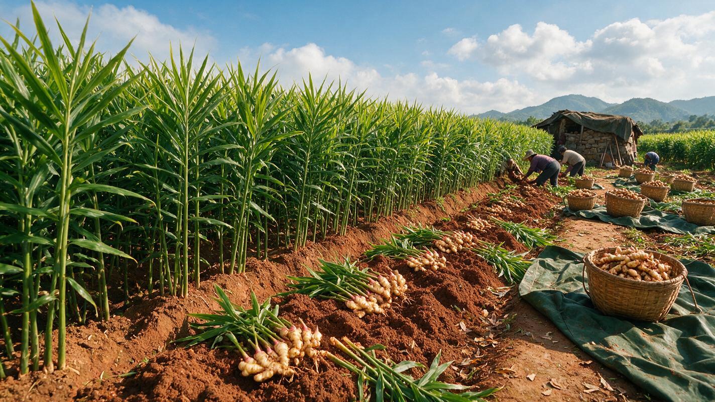 ginger field harvest China