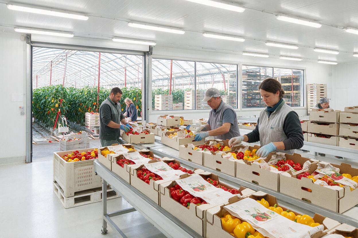 greenhouse pepper harvesting packing export China