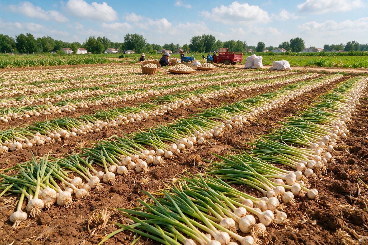 garlic field drying China