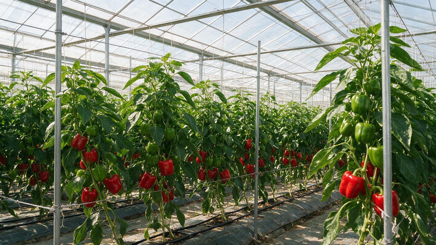 greenhouse bell pepper rows China