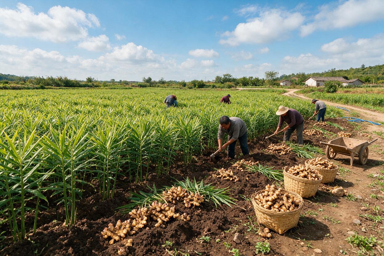ginger field harvest China