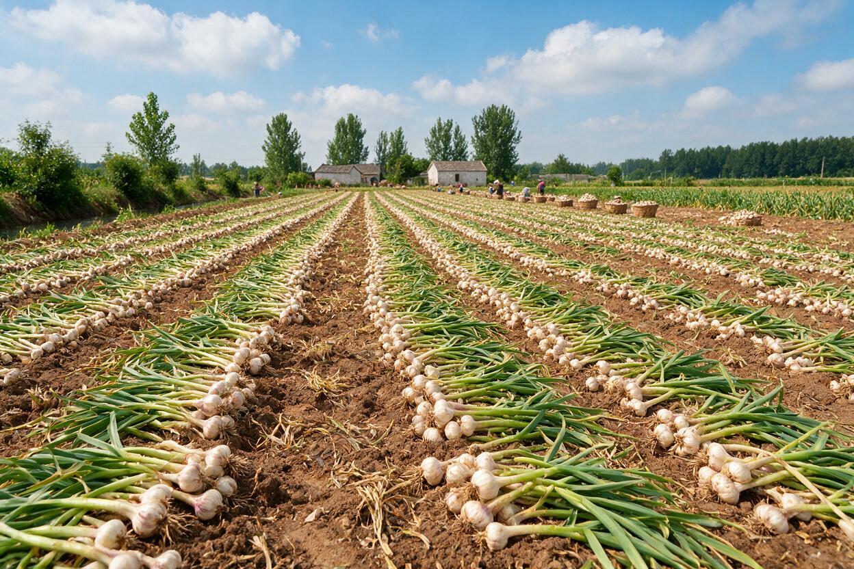 garlic field drying China
