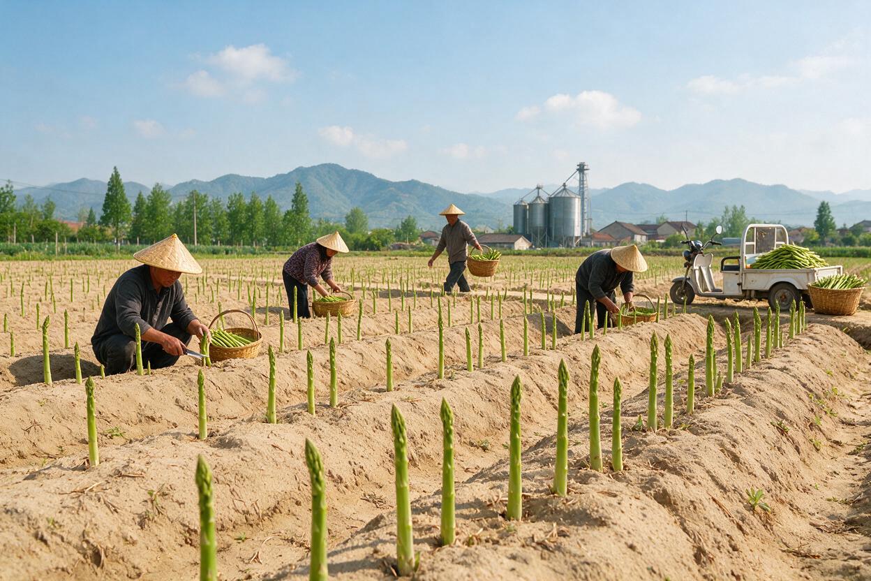 asparagus field harvest China